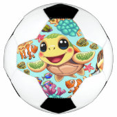 Zee Schildpad Baby Gelukkig en schattig personage Voetbal (Voorkant)