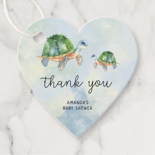 Zee schildpad - Baby shower bedankt voor de Favor Bedankjes Labels (Voorkant)