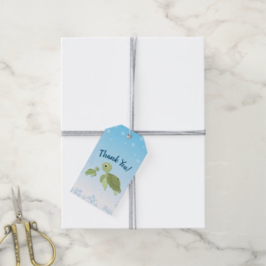 Zee schildpad Baby shower onder het Zee Cadeaulabel (Met Touw)