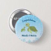 Zee schildpad Baby shower onder het Zee Ronde Button 5,7 Cm (Voorkant /achterkant)