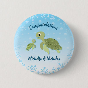 Zee schildpad Baby shower onder het Zee Ronde Button 5,7 Cm