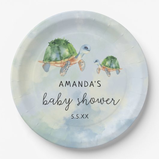 Zee Schildpad - baby shower Papieren Bordje (Voorkant)