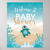 Zee schildpad Baby shower Welkomstteken Poster (Voorkant)