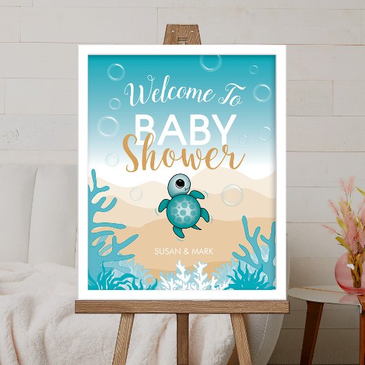 Zee schildpad Baby shower Welkomstteken Poster