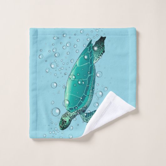 Zee Schildpad Badkamer Handdoek Set (Wasdoekje)