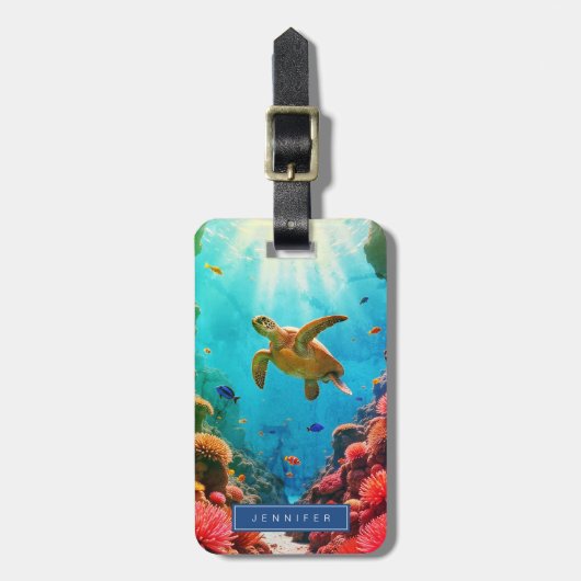 Zee Schildpad Bagage Label (Voorkant verticaal)
