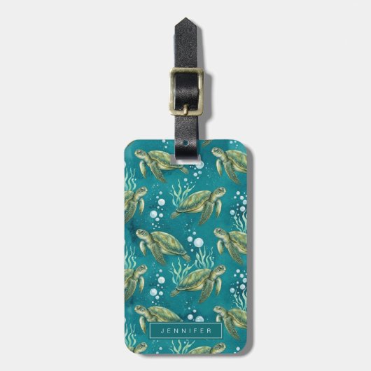 Zee Schildpad Bagage Label (Voorkant verticaal)