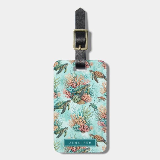 Zee Schildpad Bagage Label (Voorkant verticaal)