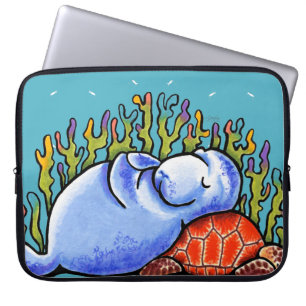 Zee schildpad beheren onder Ocean Scene Blue Laptop Sleeve