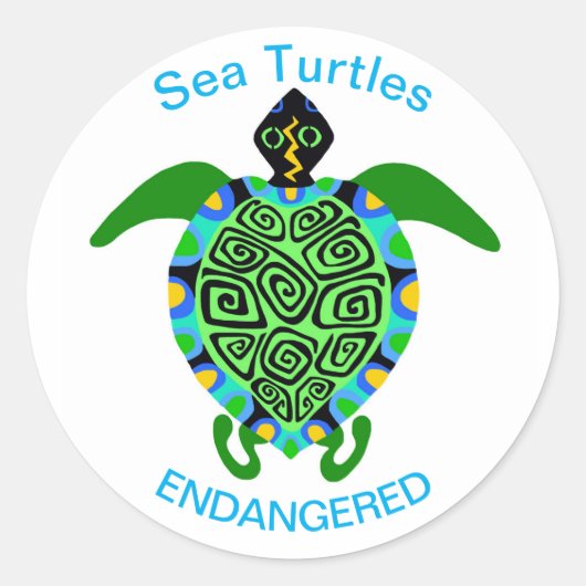 Zee SCHILDPAD - Behoud - Ecologie - Natuur Ronde Sticker (Voorkant)