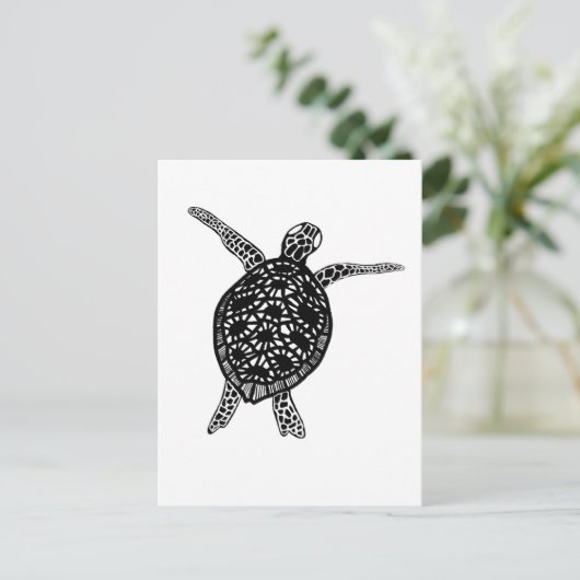 Zee schildpad beschermt de planeet briefkaart (Staand voorkant)