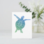 Zee schildpad beschermt de planeet groen blauw briefkaart (Staand voorkant)