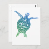 Zee schildpad beschermt de planeet groen blauw briefkaart (Voorkant / Achterkant)