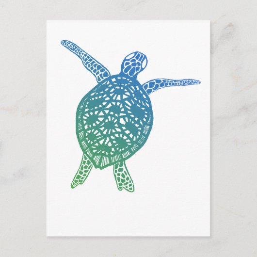 Zee schildpad beschermt de planeet groen blauw briefkaart (Voorkant)