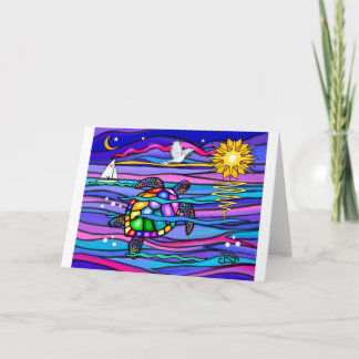 Zee schildpad (blauw / roze) kaart