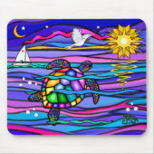 Zee schildpad (blauw / roze) muismat (Voorkant)