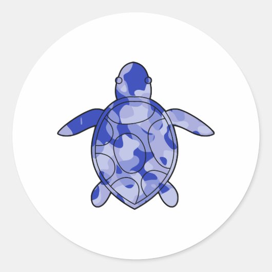 Zee Schildpad blauwe camo Ronde Sticker (Voorkant)