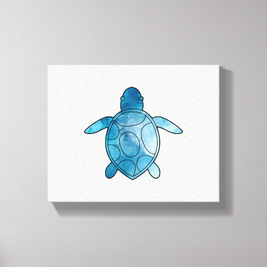 Zee Schildpad blauwe waterverf Canvas Afdruk (Voorkant)