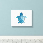 Zee Schildpad blauwe waterverf Canvas Afdruk (Insitu (Houten vloer))