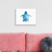 Zee Schildpad blauwe waterverf Canvas Afdruk (Insitu (Woonkamer))