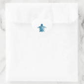 Zee Schildpad blauwe waterverf Hart Sticker (Tas)
