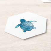 Zee Schildpad blauwe waterverf Kartonnen Onderzetters (Schuin)