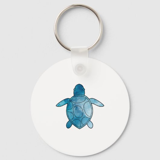 Zee Schildpad blauwe waterverf Sleutelhanger (Voorkant)