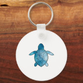 Zee Schildpad blauwe waterverf Sleutelhanger (Voorkant)