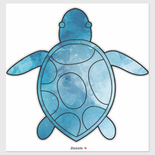 Zee Schildpad blauwe waterverf Sticker (Vel)