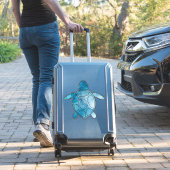 Zee Schildpad blauwe waterverf Sticker (Koffer Insitu)