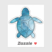 Zee Schildpad blauwe waterverf Sticker (Vel)