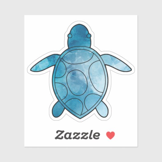 Zee Schildpad blauwe waterverf Sticker (Vel)