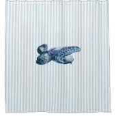 Zee Schildpad Blue Stripe Kustdouchegordijn Douchegordijn (Voorkant)