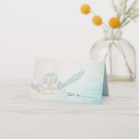 Zee schildpad bruiloft escort of plaats kaarten plaatskaartje (Voorkant)