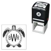 Zee Schildpad Buikzicht 3 Initiaal Monogram #1 Zelfinktende Stempel (In situ)