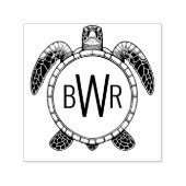 Zee Schildpad Buikzicht 3 Initiaal Monogram #1 Zelfinktende Stempel (Design)