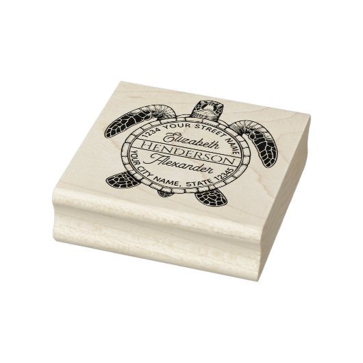Zee Schildpad Buikzicht Naam Retouradres Rubberstempel (Stempel)