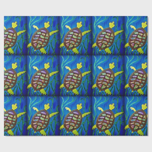 Zee, schildpad cadeaupapier (Vlak)