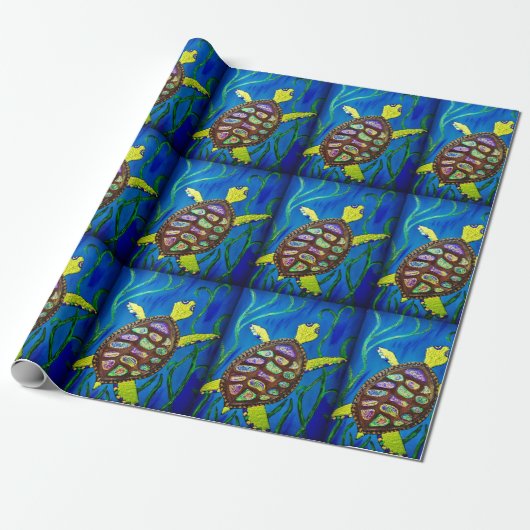 Zee, schildpad cadeaupapier (Uitgerold)