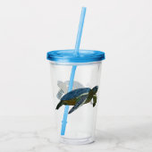 Zee schildpad cartoon acryl drinkbeker (Achterkant)