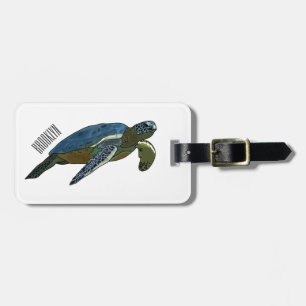 Zee schildpad cartoon bagagelabel