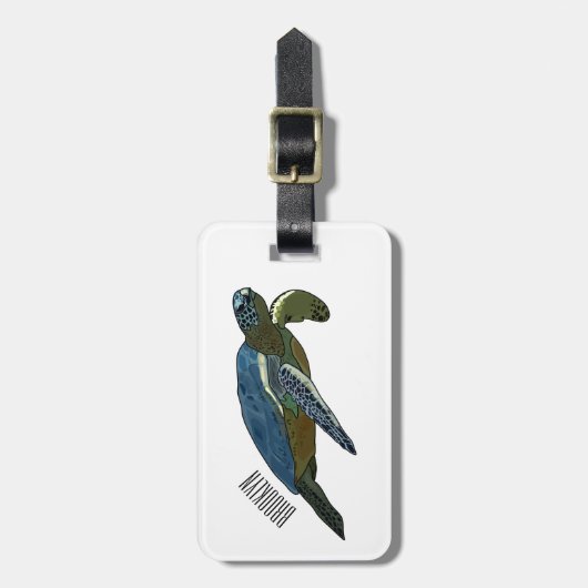 Zee schildpad cartoon bagagelabel (Voorkant verticaal)