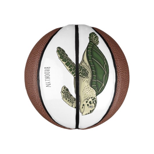 Zee schildpad cartoon basketbal (Verticaal)