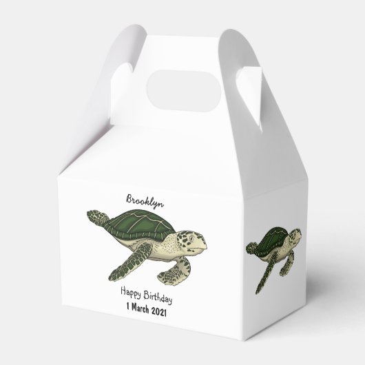 Zee schildpad cartoon bedankdoosjes (Voorkant Zijde)