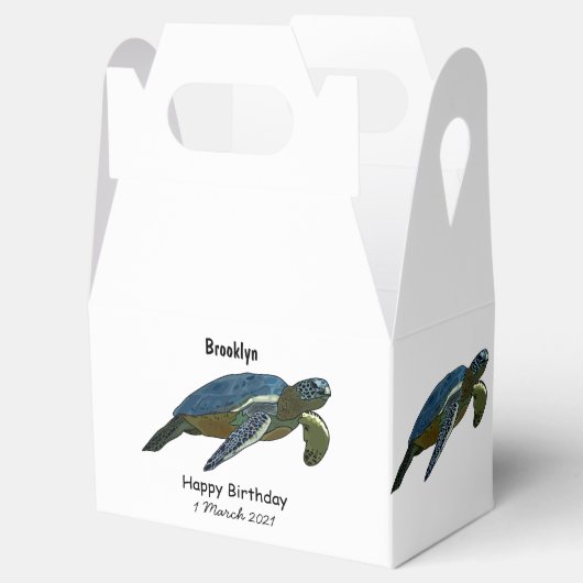 Zee schildpad cartoon bedankdoosjes (Geopend)