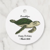 Zee schildpad cartoon bedankjes labels (Achterkant)