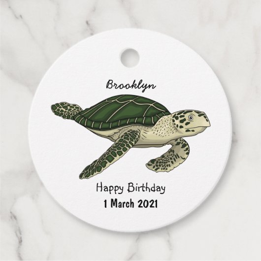 Zee schildpad cartoon bedankjes labels (Voorkant)