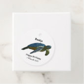 Zee schildpad cartoon bedankjes labels (In situ)