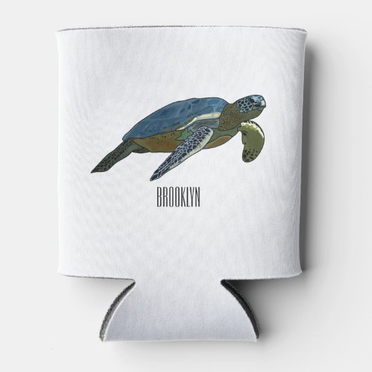 Zee schildpad cartoon blikjeskoeler (Voorkant)