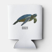 Zee schildpad cartoon blikjeskoeler (Achterkant)